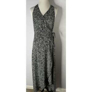 Abercrombie & Fitch Size S Black & White Floral Wrap Maxi Dress Cottagecore
